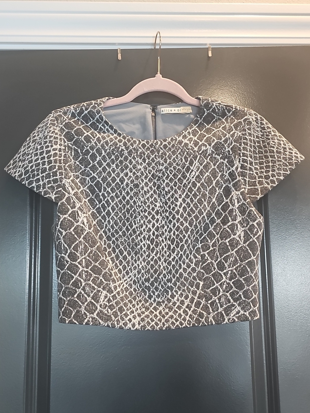 Alice + Olivia Snakeskin Crop Top